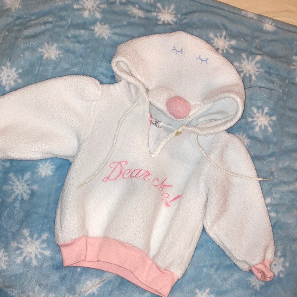 Carters vintage fleece deer hoodie size 24 Mos